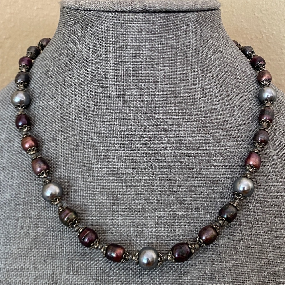 Artisan Baroque Pearl Necklace | Multicolor Freshwater Pearls | Toggle | 20”